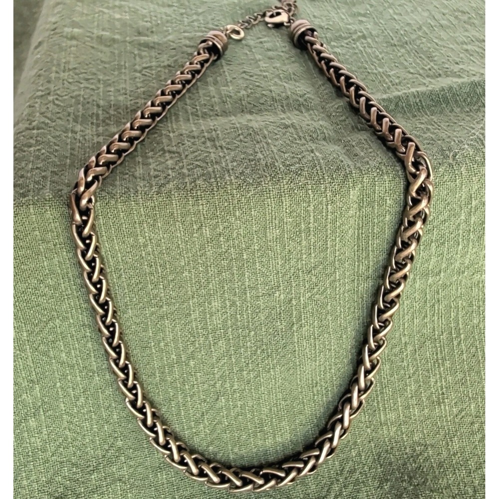 PREMIER DESIGNS Wheat Chain‎ Necklace VTG Brass Tone 16+4" Thick Cable